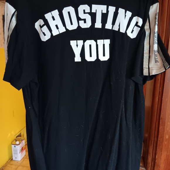 VS Pink NWOT htf "Ghosting You" bling ✨️ fun t-shirt. L - Picture 6 of 10